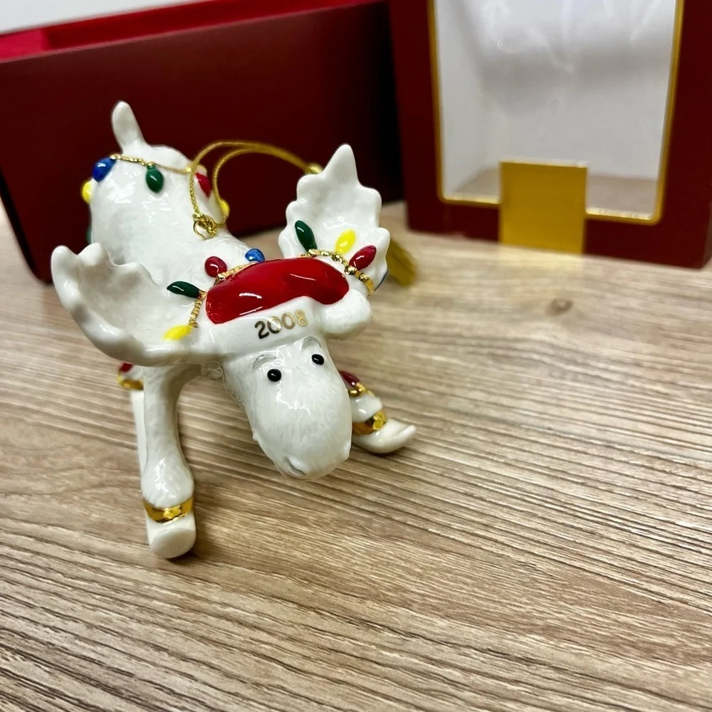Lenox Marcel Moose Moosey Mishap 2008 Annual Christmas Ornament Skiing